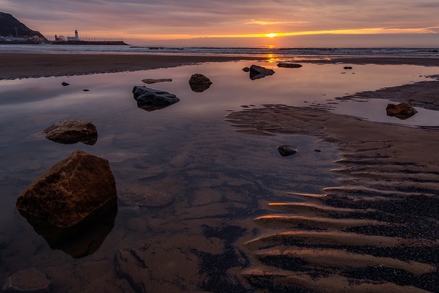 Scarborough South beach Yorkshire sunrise
