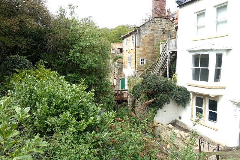 Robin Hood’s Bay- Yorkshire Coast buildings and stream