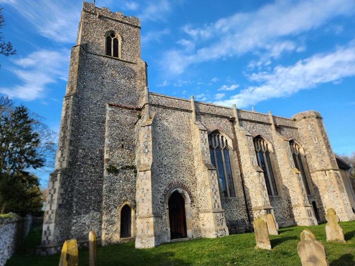 The Church of St John and St Mary in Stiffkey, a medieval parish church on the North Norfolk Coast.